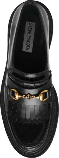【Steve Madden】Anabeth レザー ラグ ローファー Steve Madden Anabeth Leather Bit Buckle Detail Platform