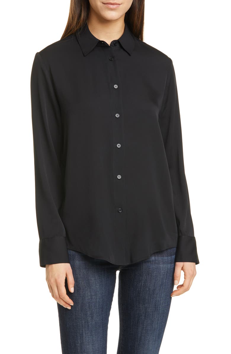 Nordstrom Signature Long Sleeve Stretch Silk Button-Up Shirt, Main, color, 