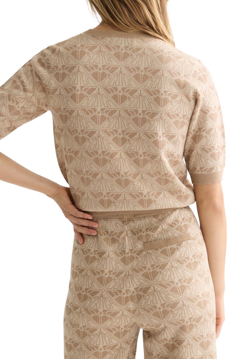 Scotch 
Soda Monogarm Short Sleeve Jacquard Sweater, Alternate, color, Travertine