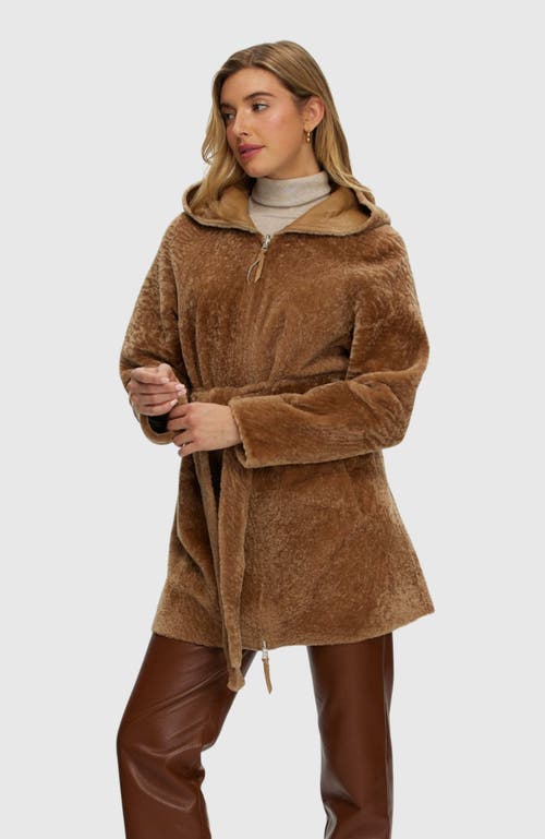 Gorski Reversible Textured Shearling Lamb Parka In Brown