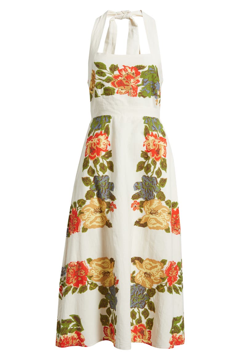 Milly Floral Cotton & Linen Halter Midi Dress, Alternate, color, JULIET PRINT