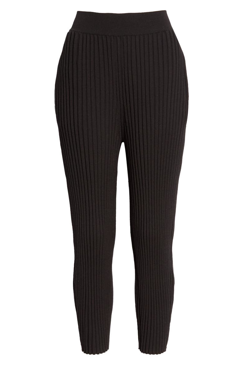 Rib Wool Blend Sweater Pants, Alternate, color, BLACK