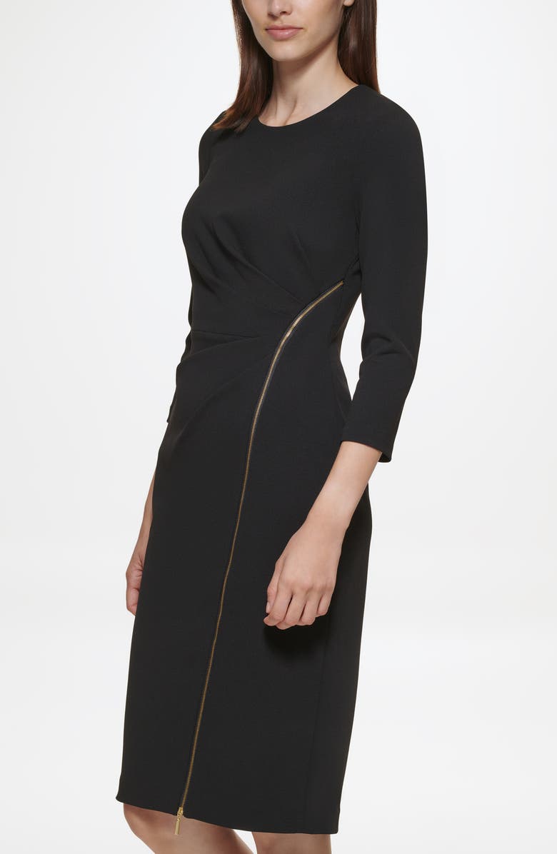 Calvin Klein Zip Bottom Midi Sheath Dress, Alternate, color, Black
