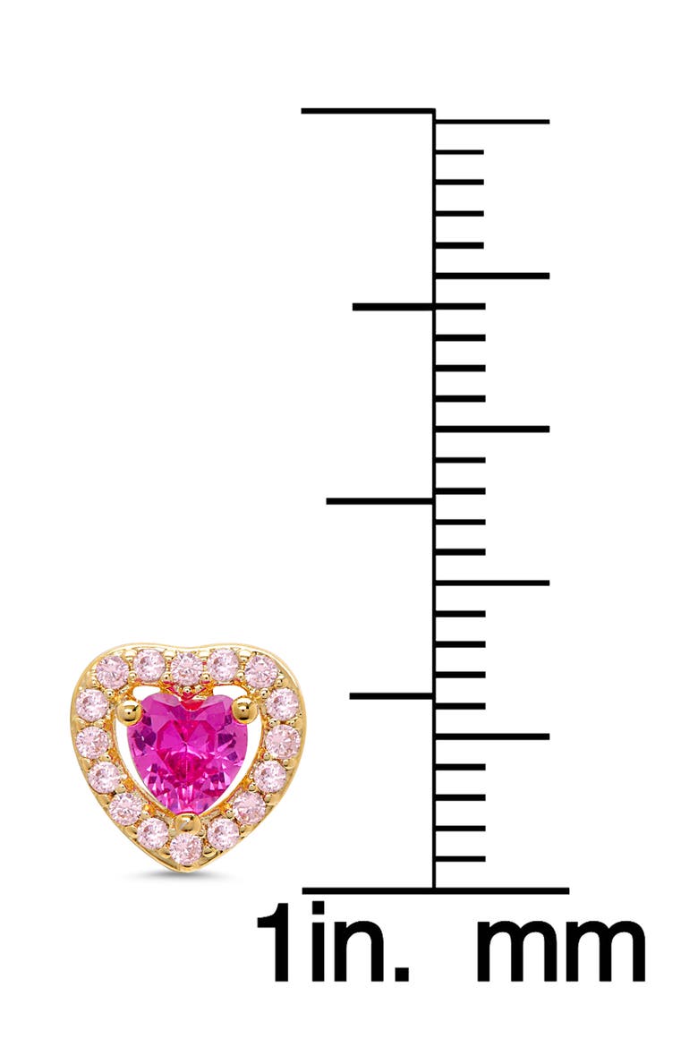 Kids' Cubic Zirconia Heart Halo Stud Earrings, Alternate, color, DARK PINK