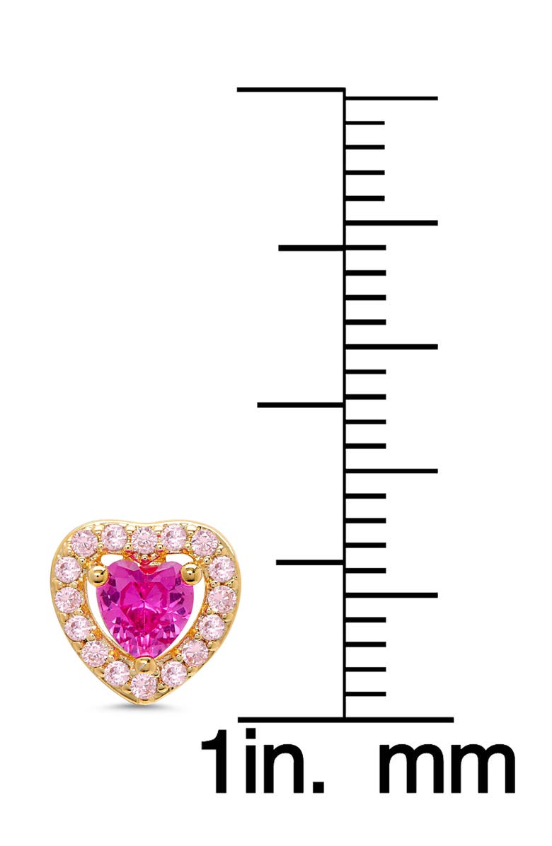 Lily Nily Kids' Cubic Zirconia Heart Halo Stud Earrings, Alternate, color, Dark Pink