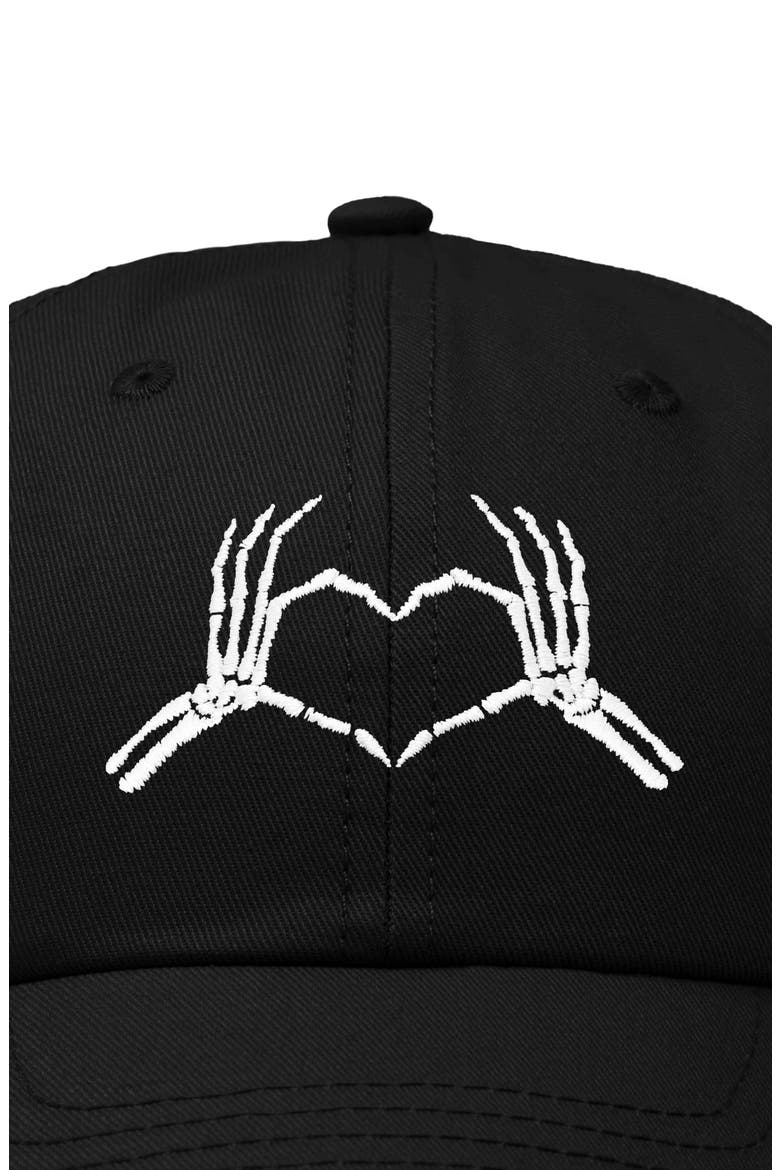 Skeleton Heart Embroidered Dad Hat, Alternate, color, Black