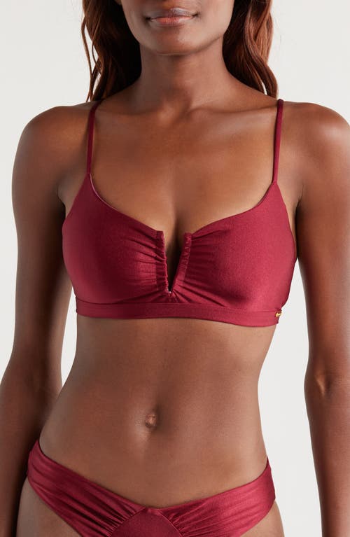 Shop Boamar Wish Metallic Bikini Top In Wine
