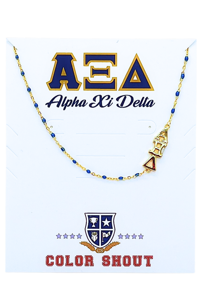 Alpha Xi Delta Greek Letter Side Set Necklace, Main, color, Yellow Gold