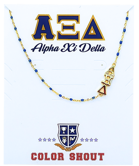 Alpha Xi Delta Greek Letter Side Set Necklace