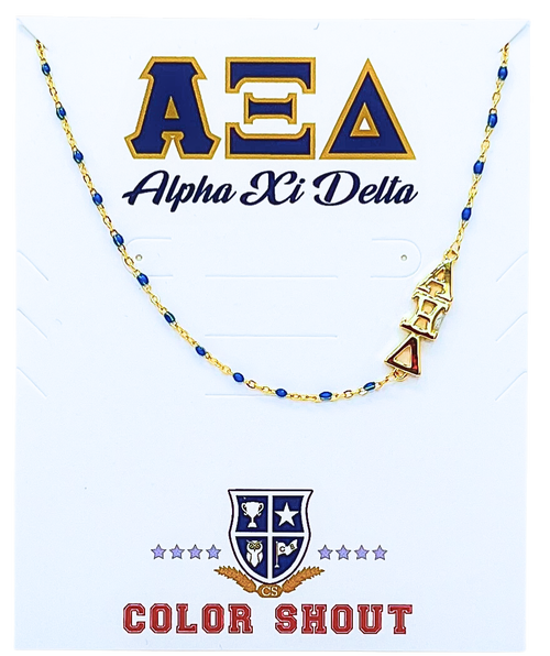 Color Shout Alpha Xi Delta Greek Letter Side Set Necklace In Burgundy