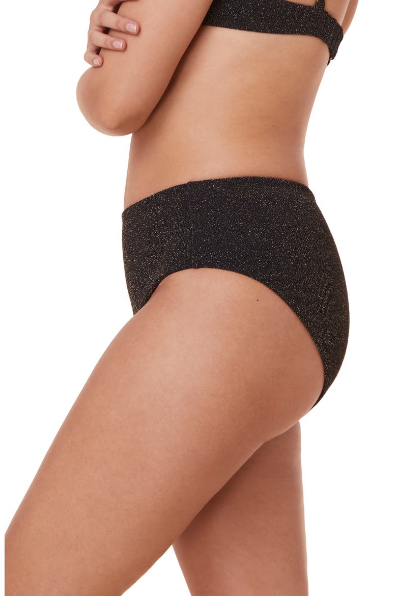 The High Waist Metallic Bikini Bottoms, Alternate, color, BLACK