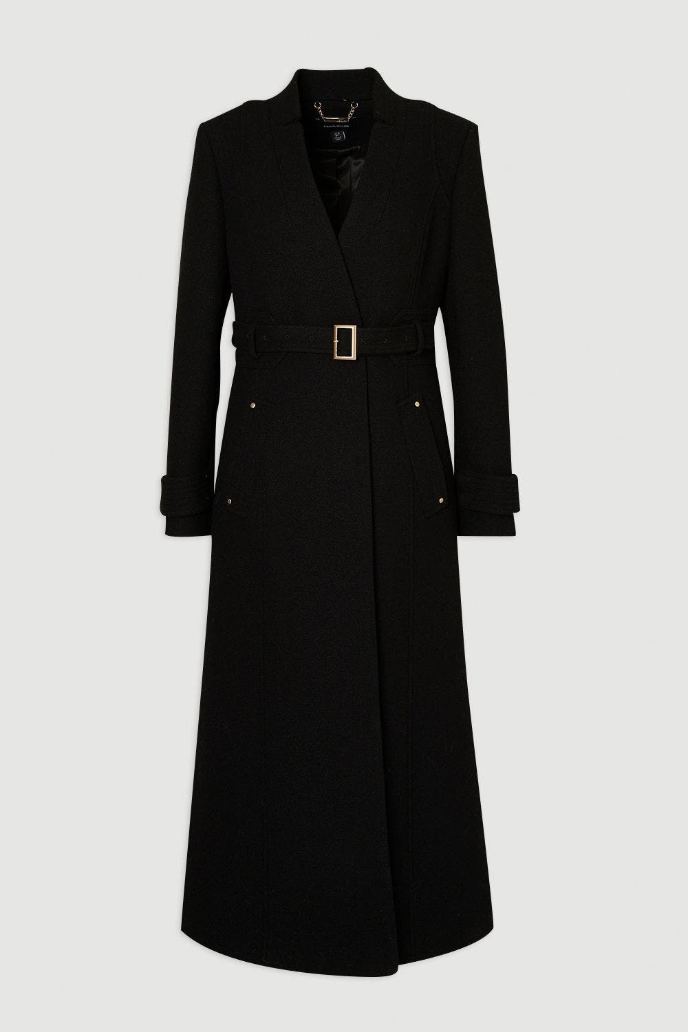 Wool Notch Neck Belted Maxi Coat - image 2