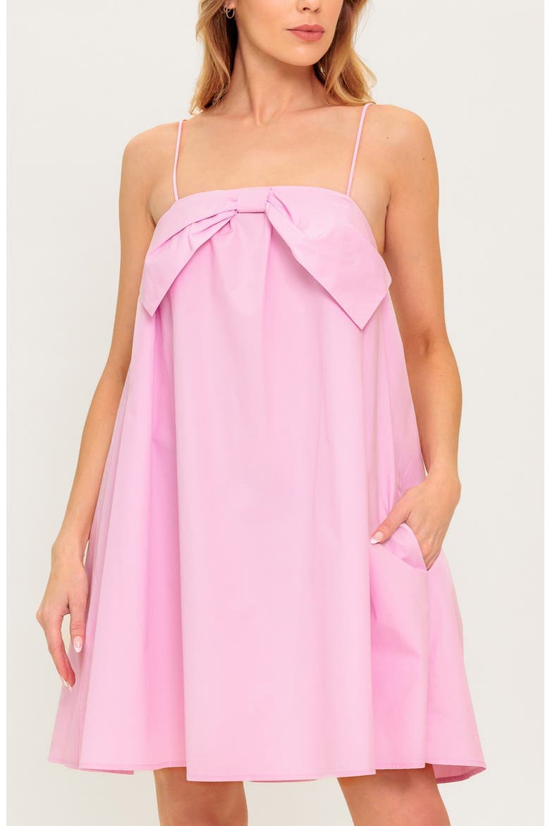 Solid Bow Cotton Dress, Alternate, color, LIGHT PINK