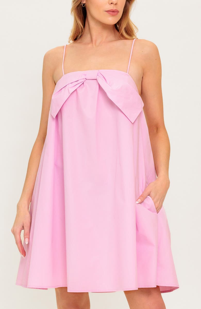 FLYING TOMATO Solid Bow Cotton Dress, Alternate, color, Light Pink