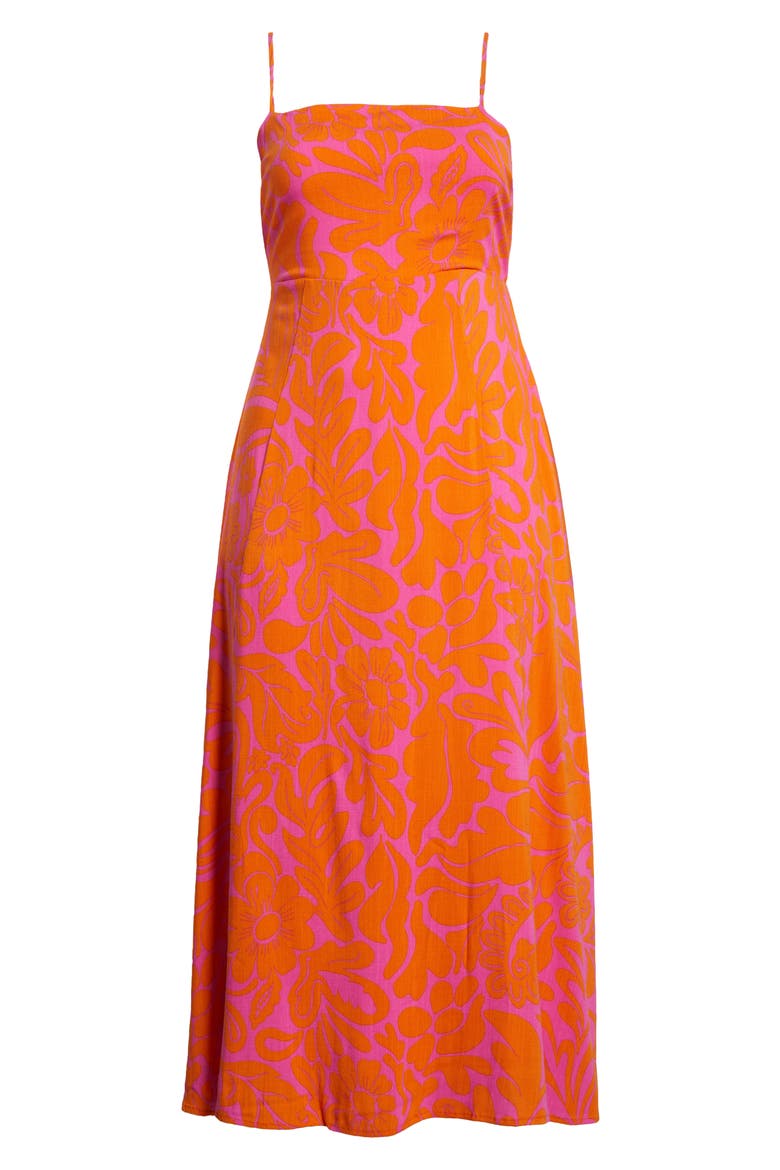 Kaci Floral Vin Smocked Sundress, Alternate, color, ORANGE/ FUCHSIA