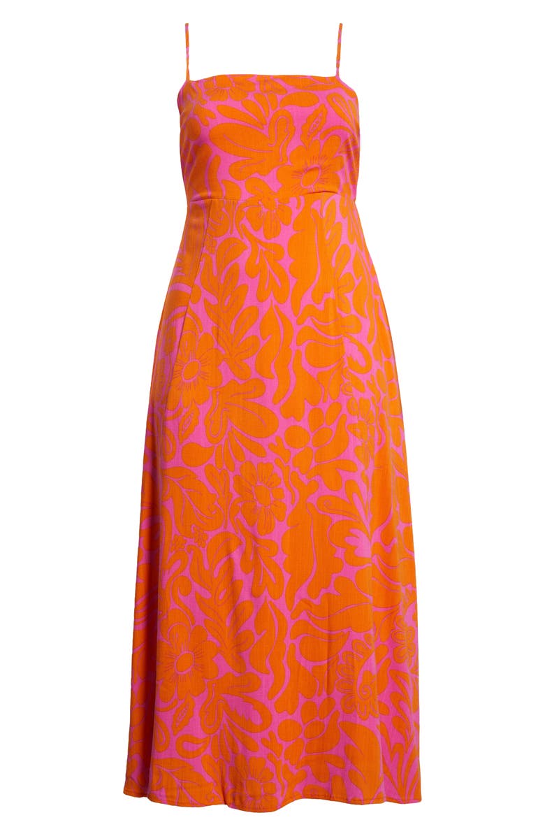 SUGARLIPS Kaci Floral Vin Smocked Sundress, Alternate, color, Orange/ Fuchsia