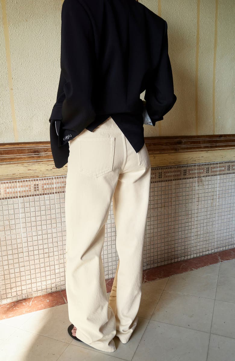 MANGO Open Stitch Straight Leg Jeans, Alternate, color, Vanilla