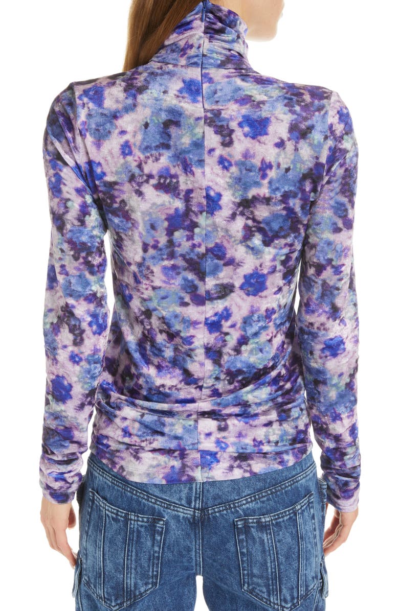 Isabel Marant Giloyela Floral Crushed Velvet Turtleneck, Alternate, color,