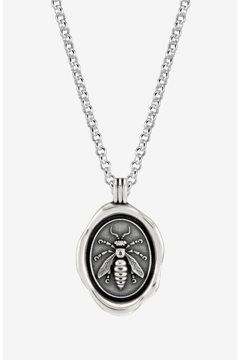 Men's Achievement Wasp Talisman Necklace, Main, color, Sterling Silver