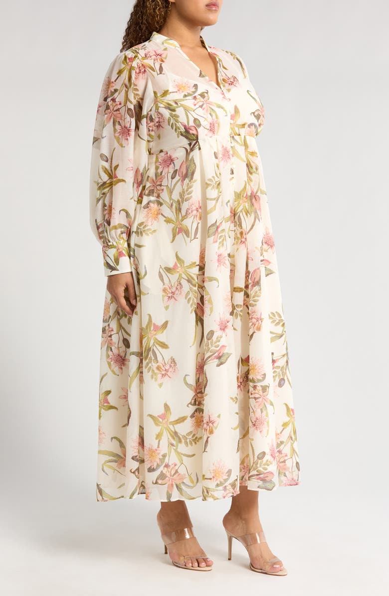 Chelsea28 Floral Long Sleeve Maxi Dress, Alternate, color, Ivory- Pink Bohem Botanical