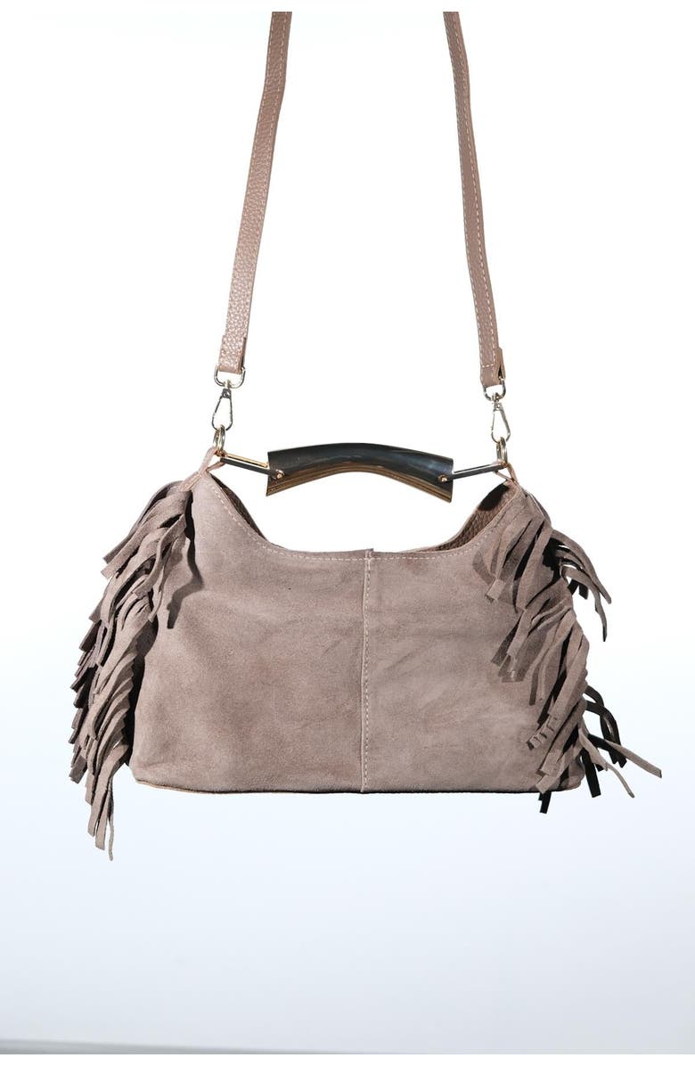 Forever & Always Shoes Astren Leather Shoulder Bag, Alternate, color, Taupe Suede Leather