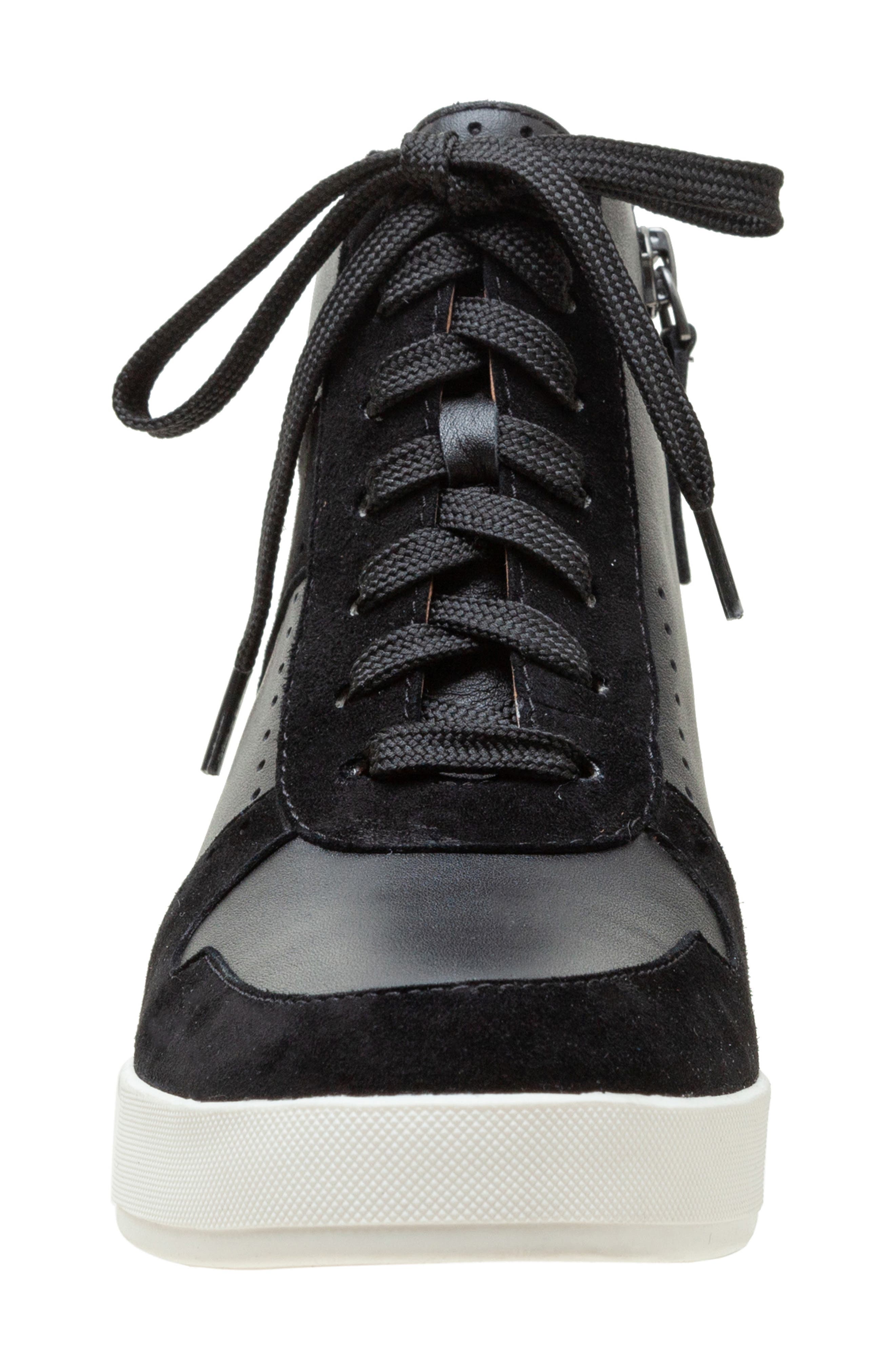 Linea Paolo Andres Mixed Media High Top Sneaker, Alternate, color, Black