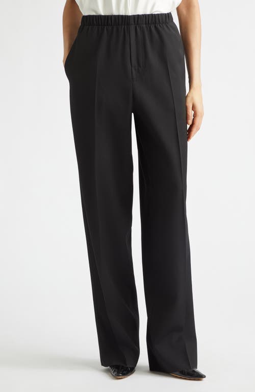 Bottega Veneta Wool Grain de Poudre Wide Leg Pants in 1010 Double Black at Nordstrom, Size 44