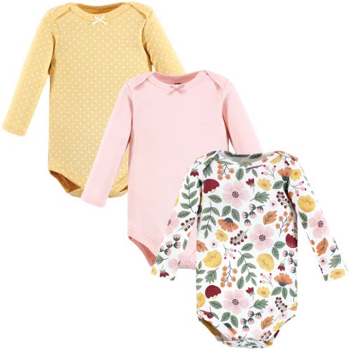Hudson Baby Essential All-cotton Long-sleeve Bodysuit Triple Pack In Multi