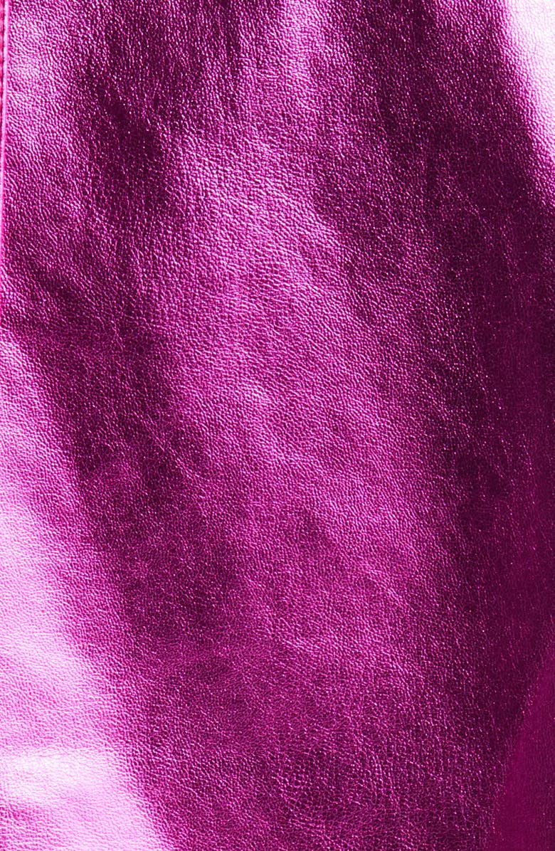AZALEA WANG Metallic Faux Leather Moto Jacket, Alternate, color, Fuchsia