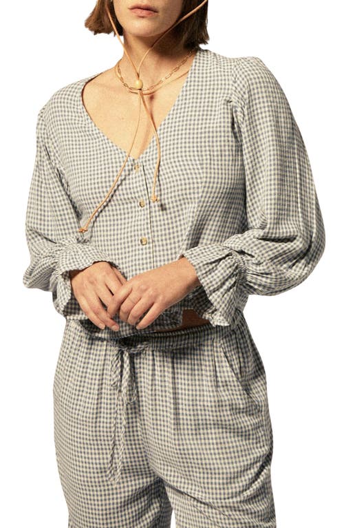 Brixton Meadow Gingham Check Button-up Shirt In Azure Blue Gingham