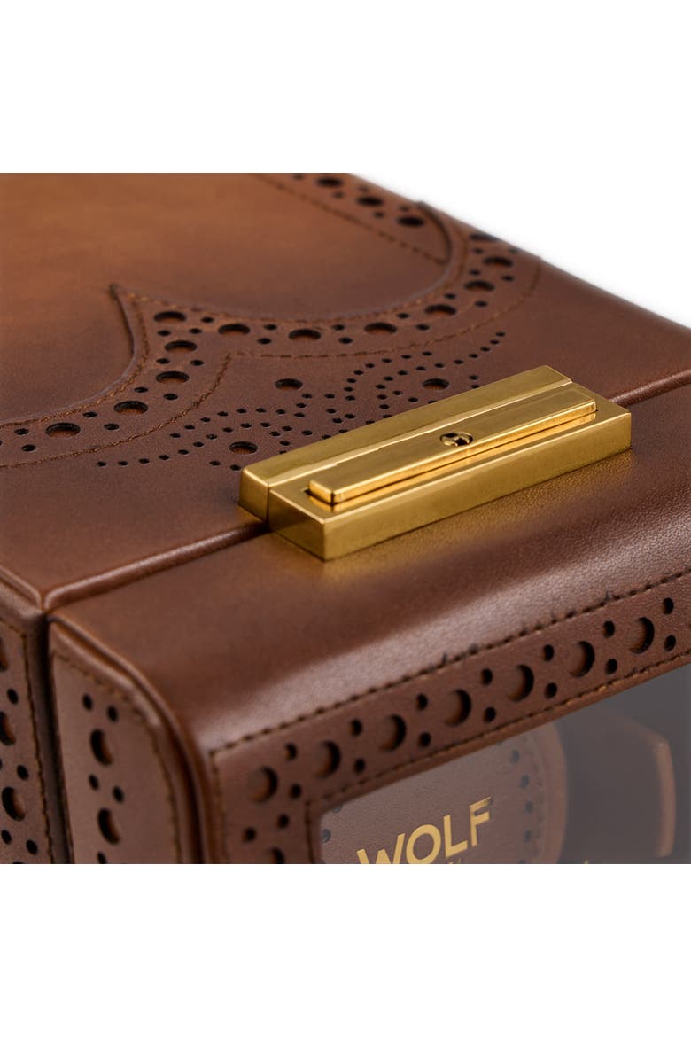 Brogue Single Watch Winder, Alternate, color, Burnished Brown