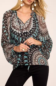 Ramy Brook Maisy Medallion Print Silk Top