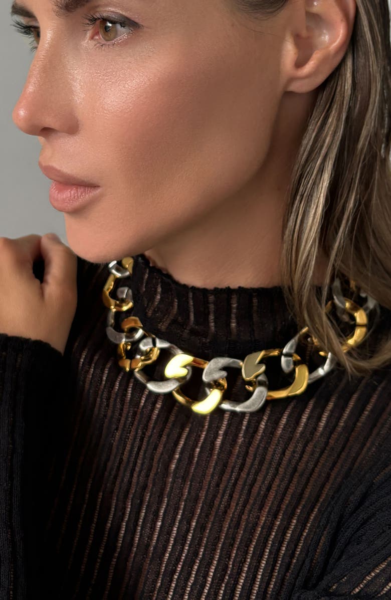 st. Moran Mixed Metal Oversize Chain Link Necklace, Alternate, color, 