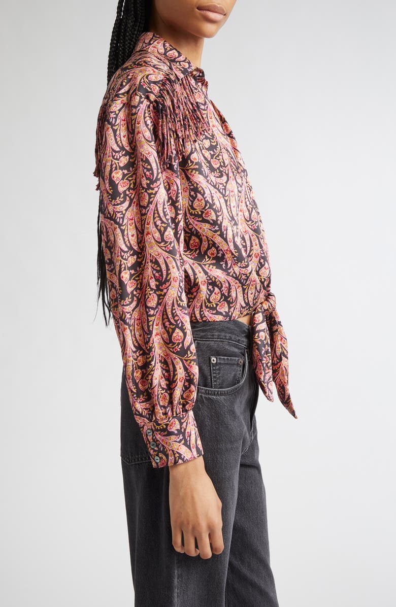 Cinq à Sept Marianna Paisley Print Woven Shirt, Alternate, color, Obsidian Multi