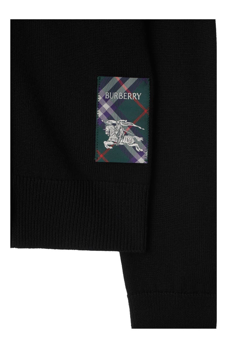 Burberry Check Label Wool Cardigan, Alternate, color, Black