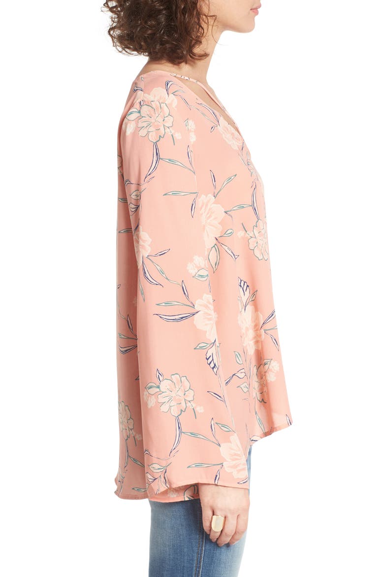 Cross Front Blouse, Alternate, color, DUSTY MAUVE FLORAL