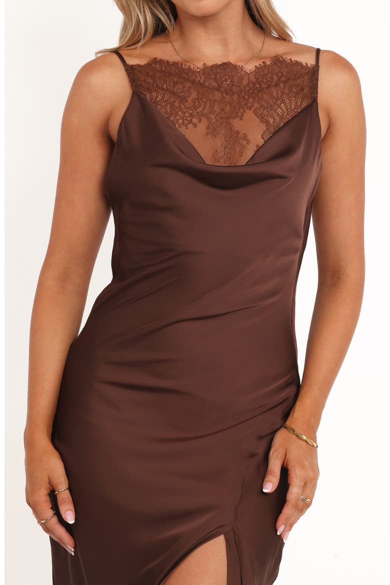 Evana Lace Column Gown, Alternate, color, BROWN