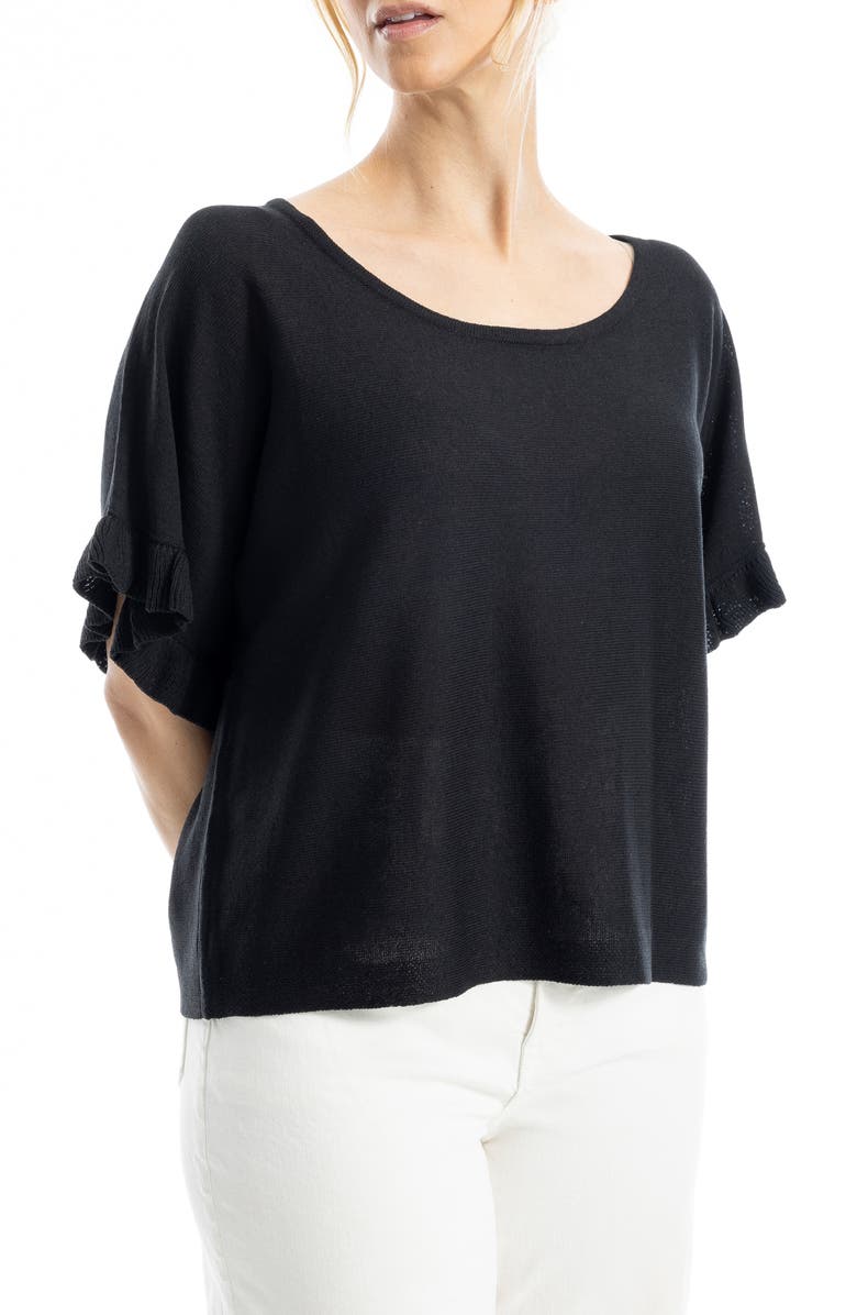 MAX STUDIO Flutter Sleeve Sweater, Main, color, Black-Black