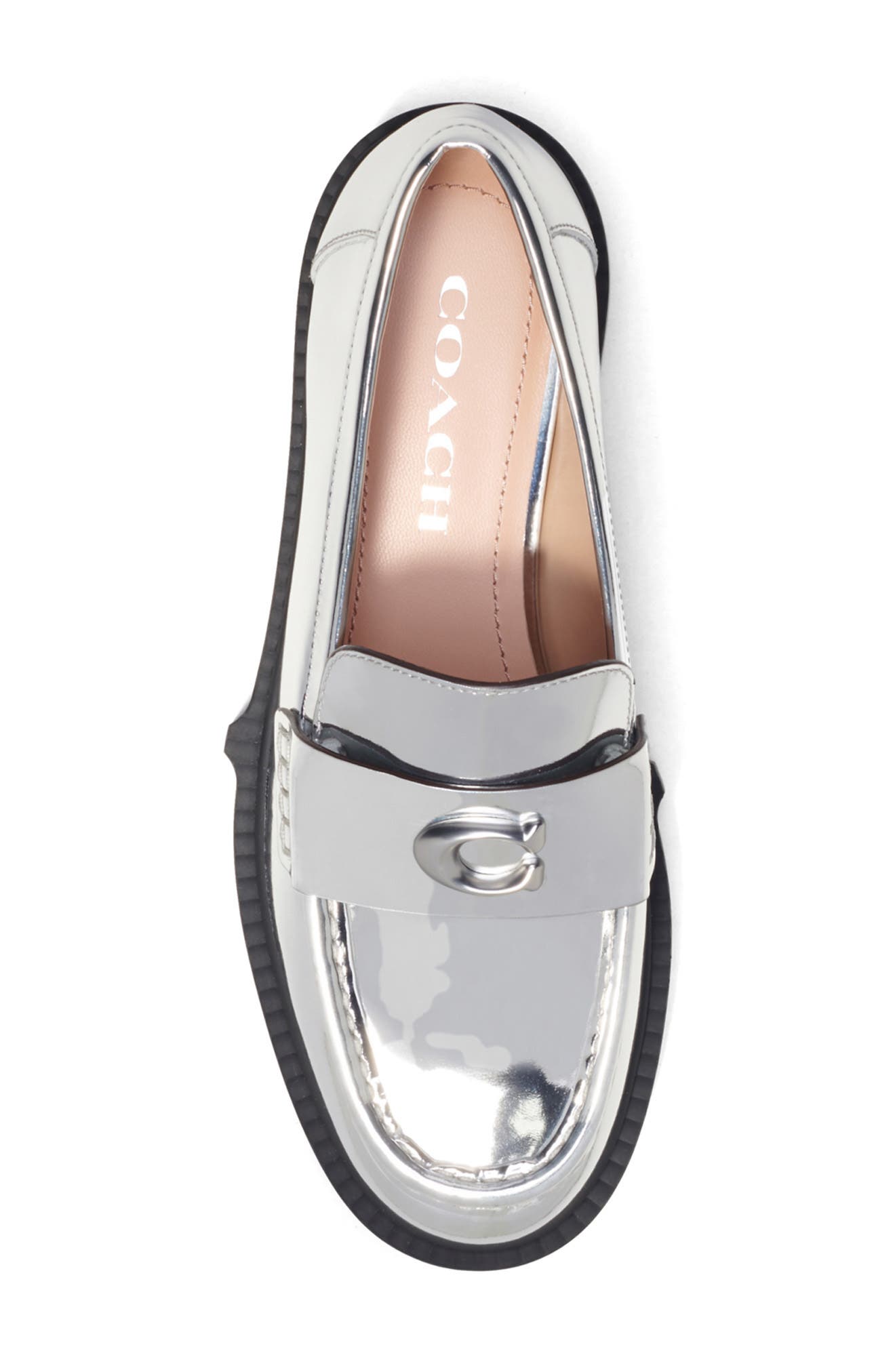Leah Metallic Platform Loafer, Alternate, color, SILVER
