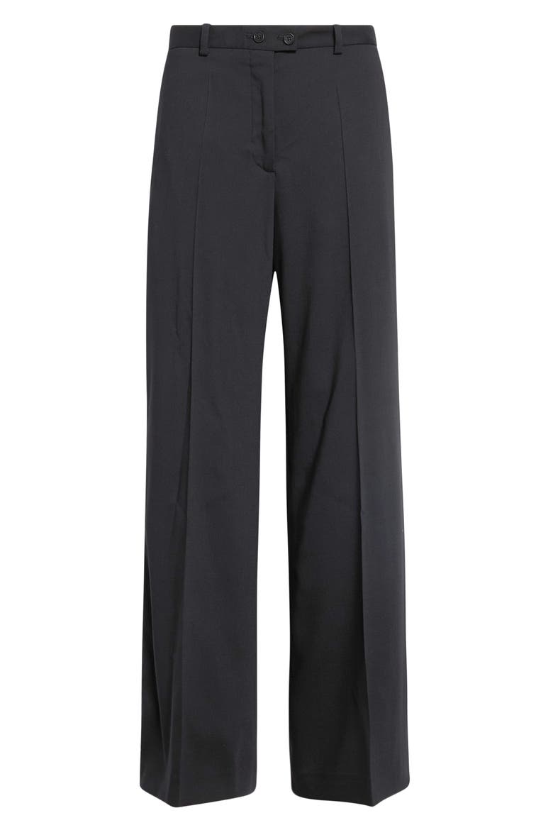 Low Waist Loose Fit Stretch Virgin Wool Pants, Main, color, BLACK