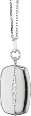 Monica Rich Kosann Slim White Sapphire Rectangle Locket Necklace