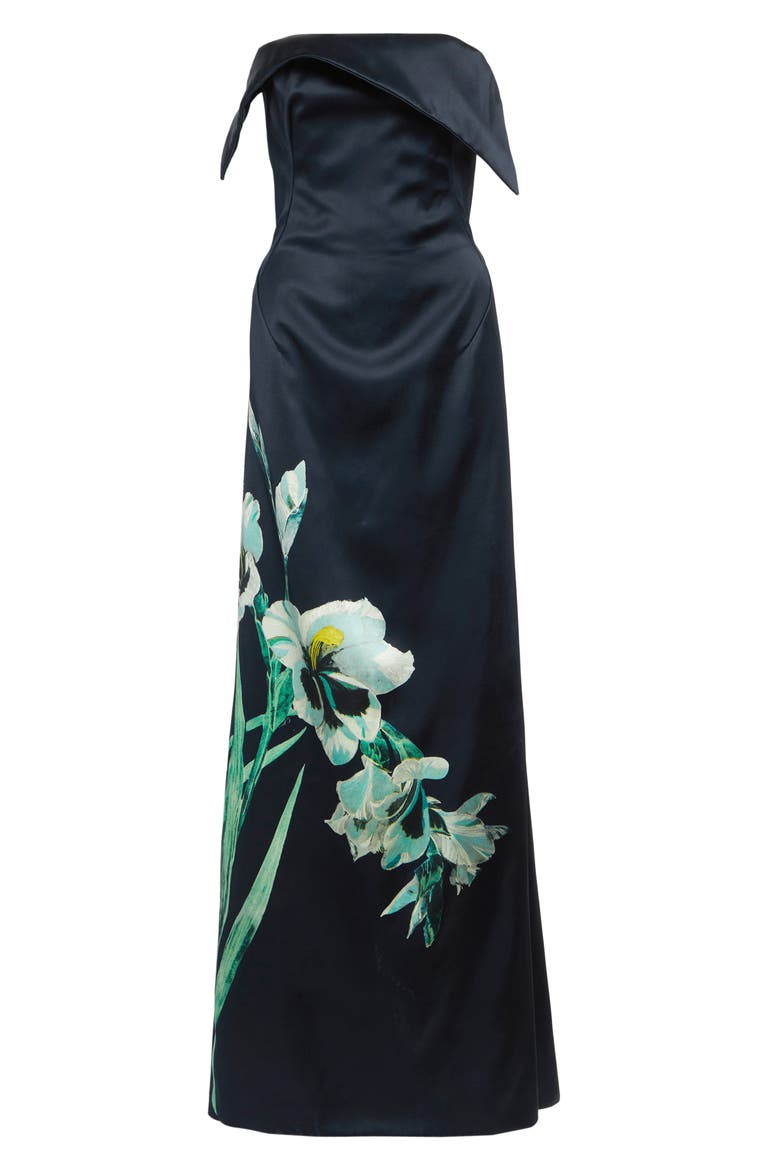 Floral Duchess Bustier Gown, Alternate, color, MIRRORED ORCHID NAVY
