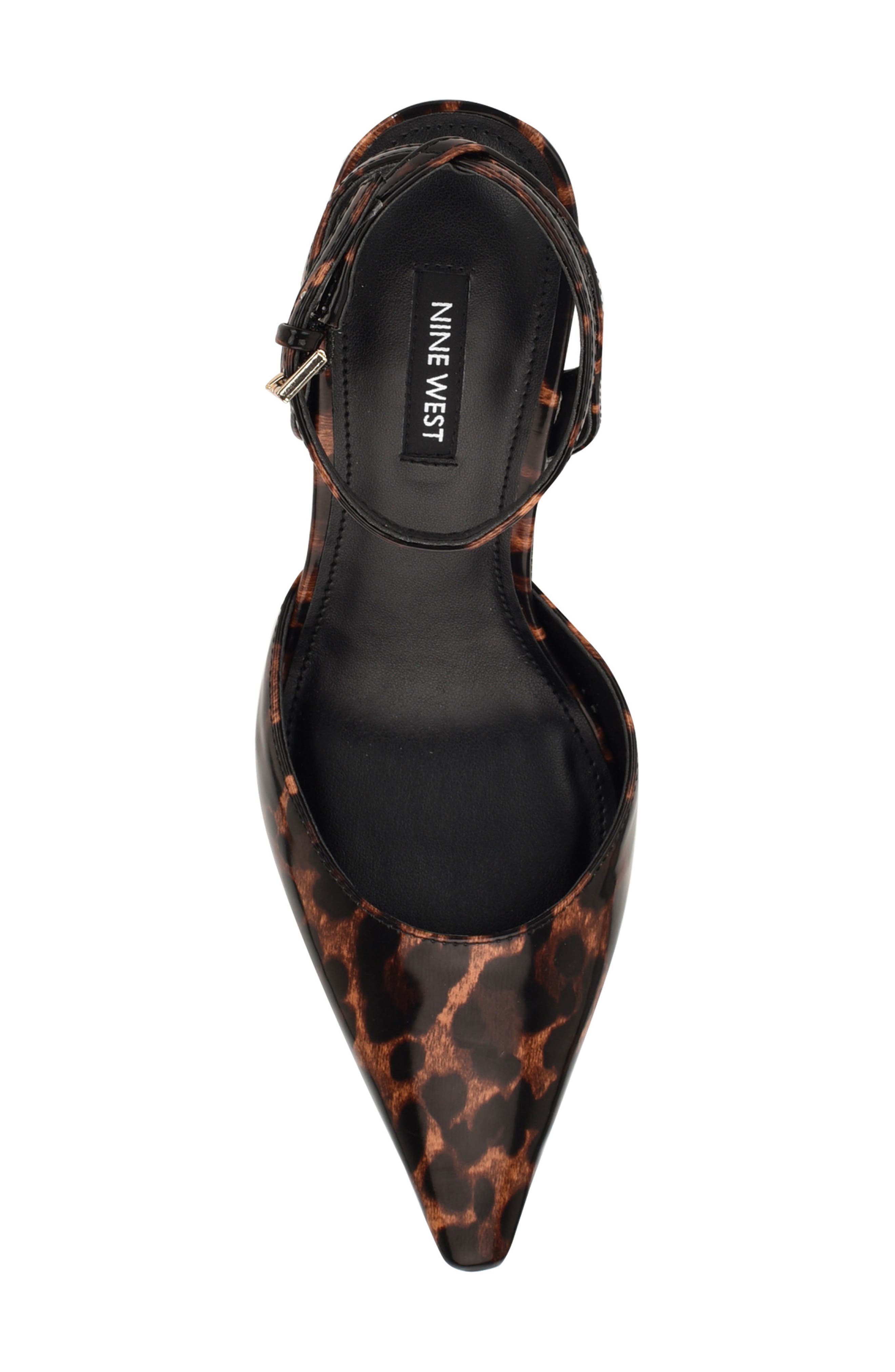 Nine West Kellie Ankle Strap Pointed Toe Pump, Alternate, color, Dark Brown