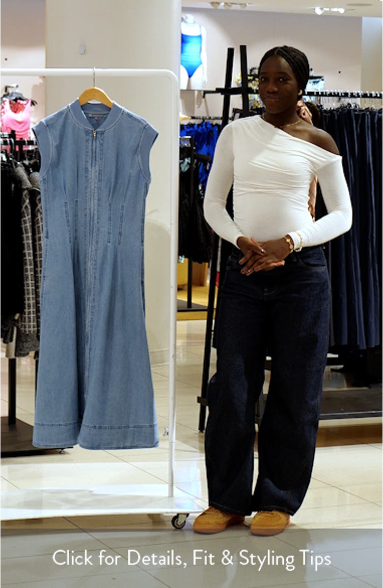 Pleated Denim Midi Dress, sales video thumbnail