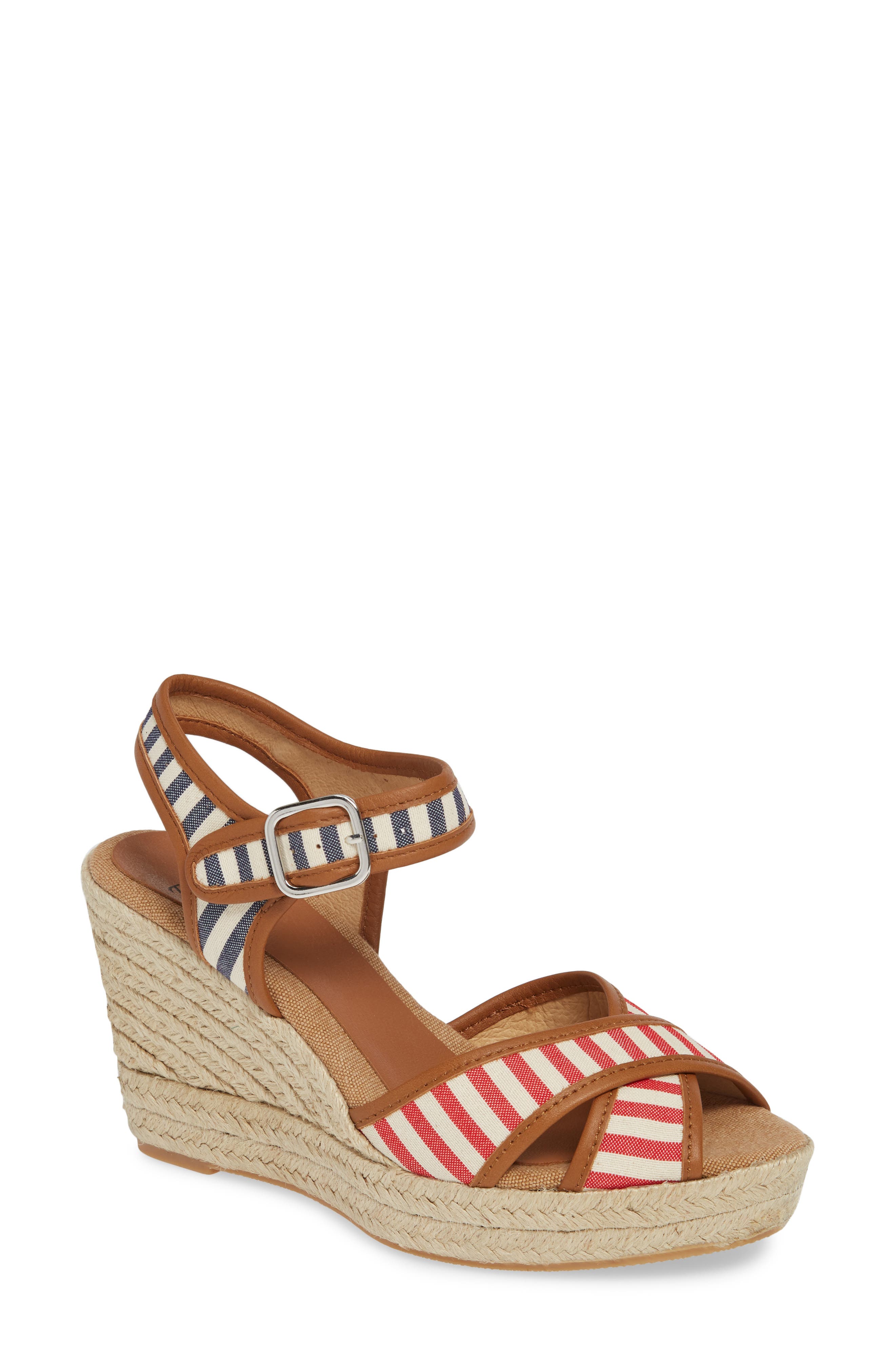 Arles Espadrille Wedge Sandal, Main, color, MARINER FABRIC