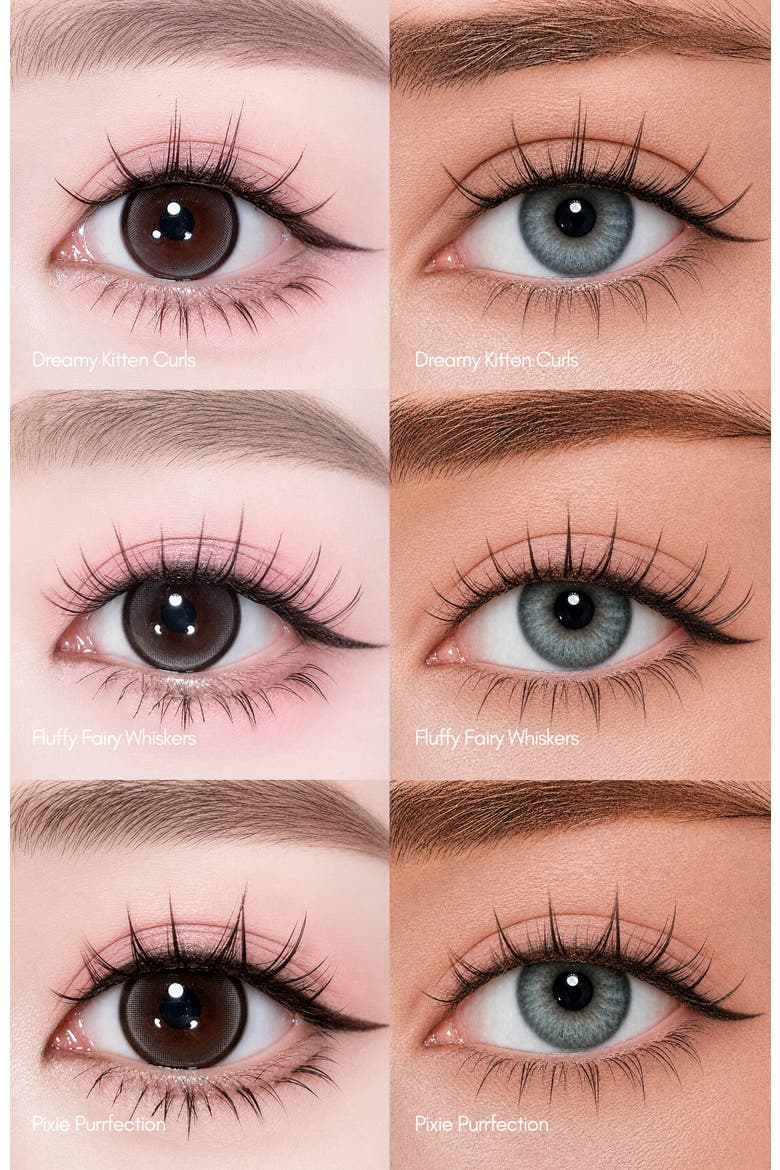 Purrfectly Pixie Paw Collection Pre-Glued Reusable Lashes with Curved Tweezer, Alternate, color, Black
