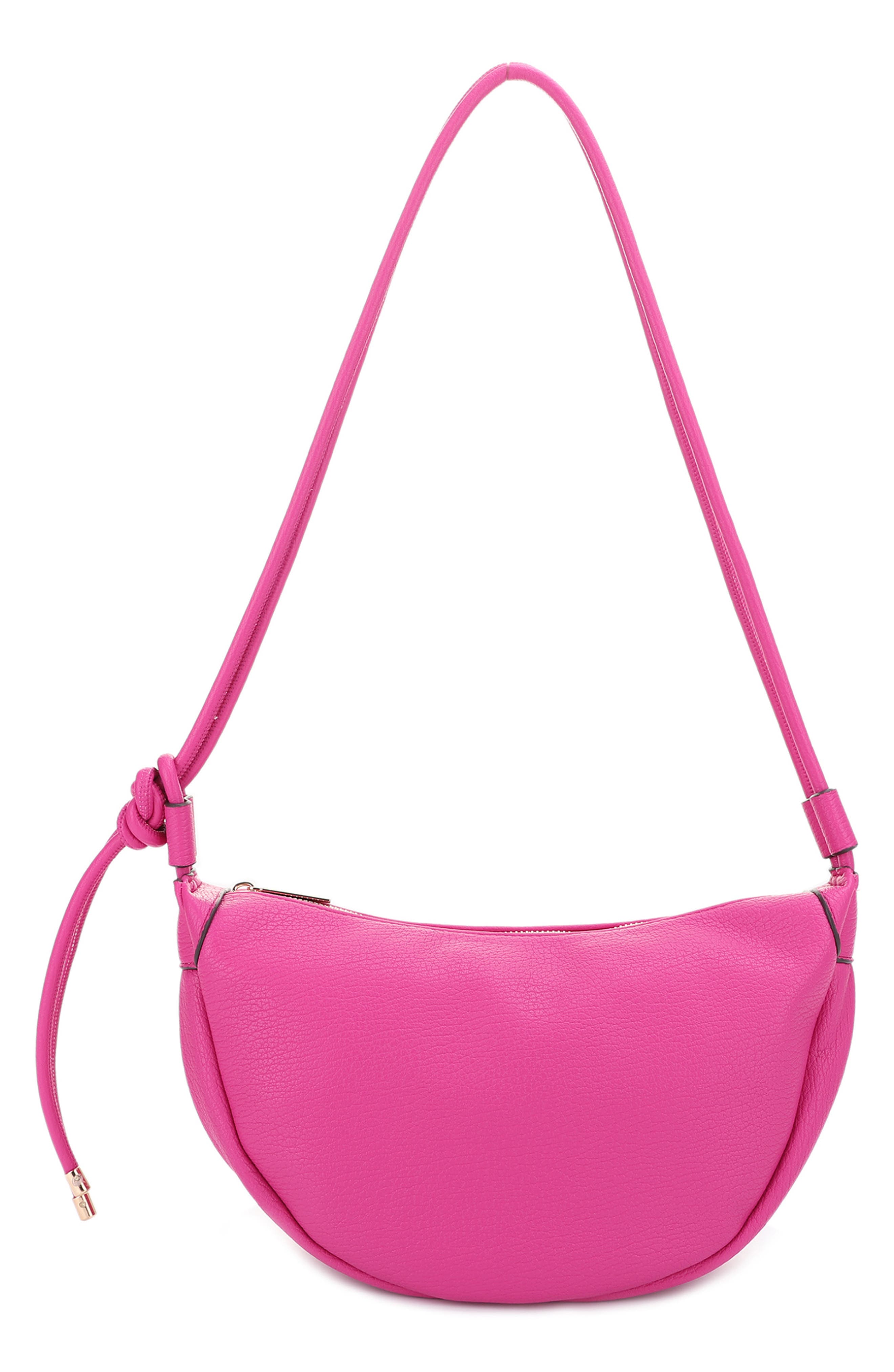 Mali + Lili Aria Recycled Vegan Leather Shoulder Bag in Hot Pink 