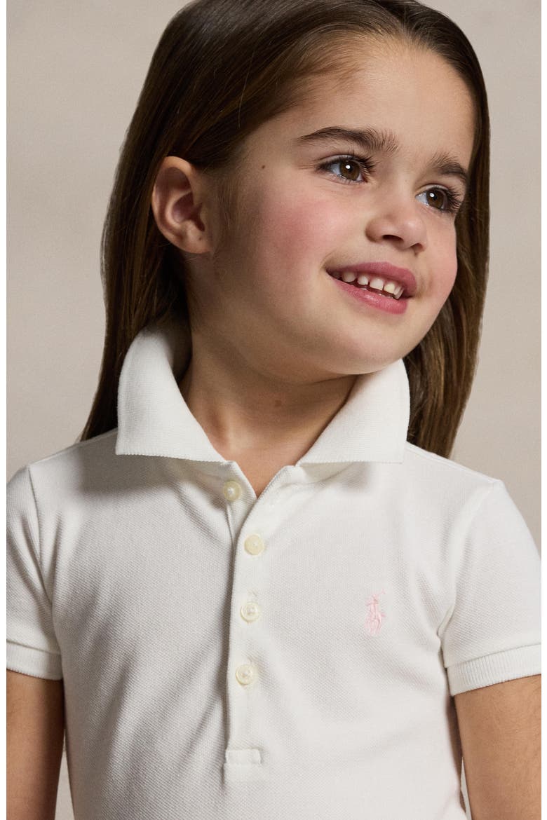 Kids' Cotton Piqué Polo Dress, Alternate, color, WHITE