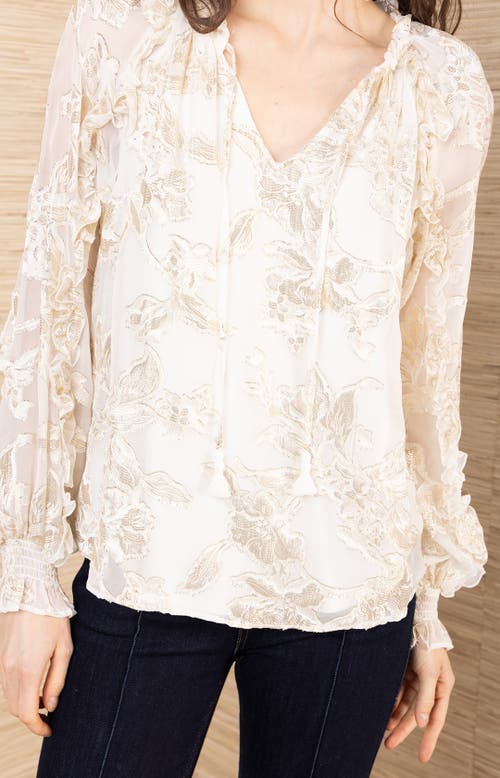 Hale Bob Robin Lurex Chiffon Top In White