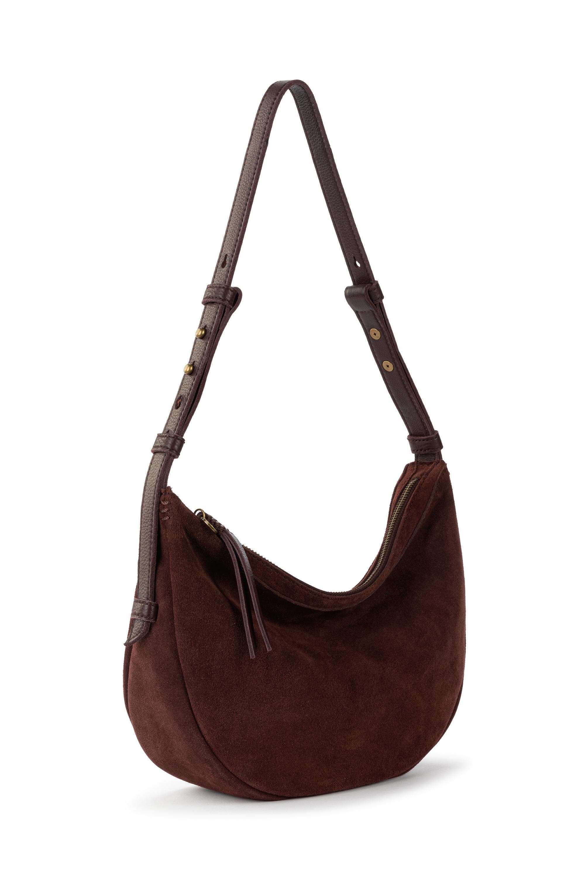 Tess Shoulder Bag Leather, Alternate, color, Mahogany Suede